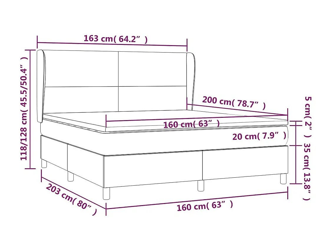 Lit à sommier tapissier et matelas Vert foncé 160x200cm Velours