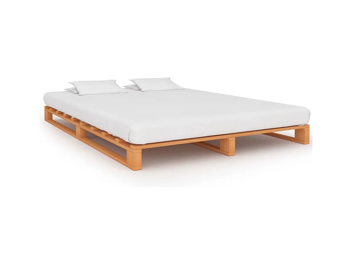 Estructura de cama de palés madera maciza pino marrón 160x200cm
