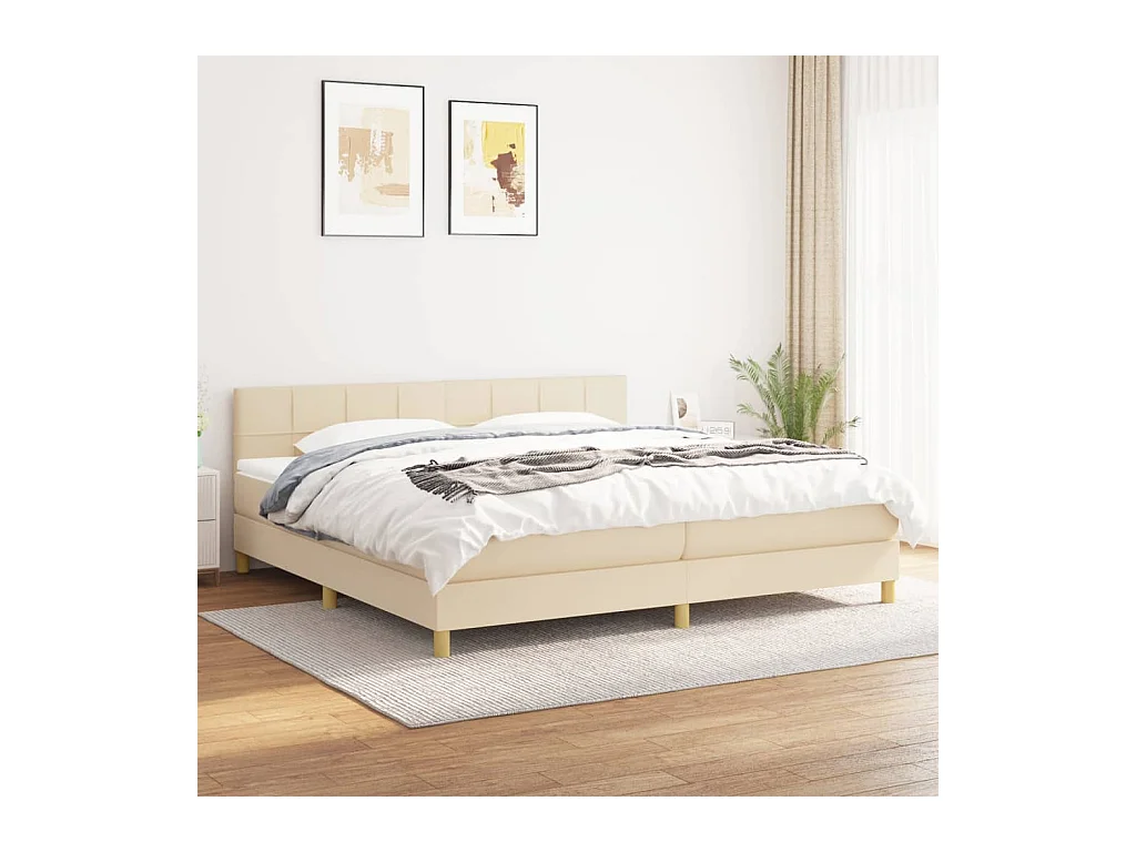 Boxspring met matras stof crèmekleurig 200x200 cm