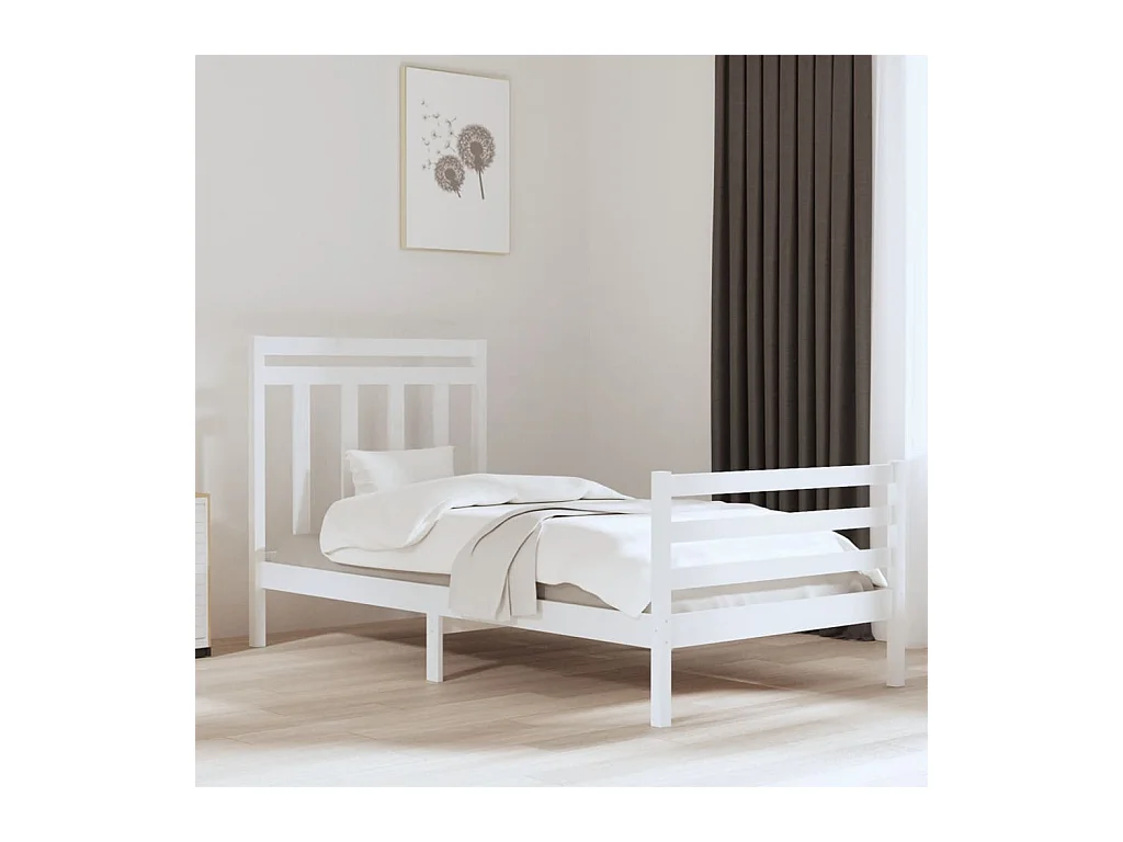 Cadre de lit Blanc Bois massif 100x200 cm