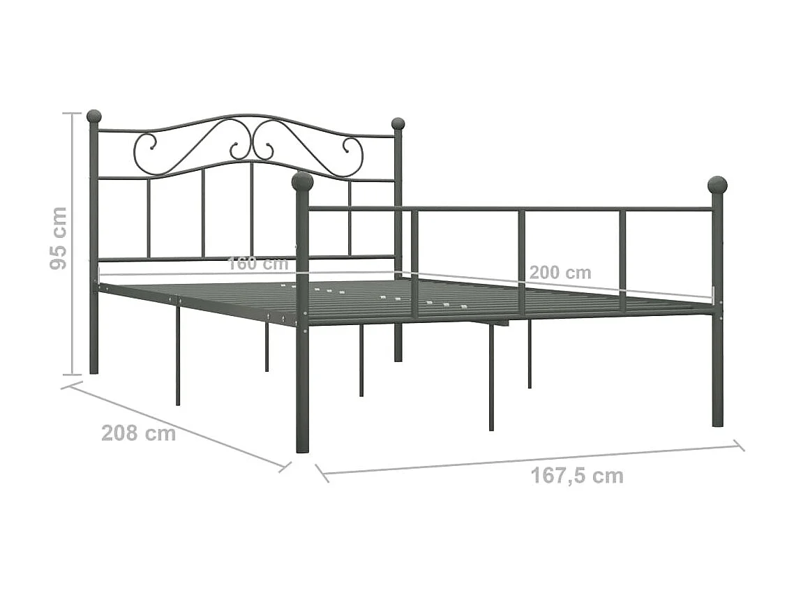Estrutura de cama 160x200 cm metal cinzento