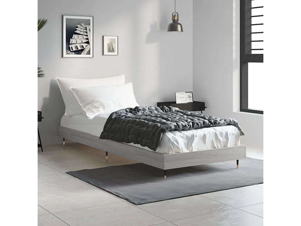 Estrutura cama 75x190 cm derivados de madeira cinzento sonoma