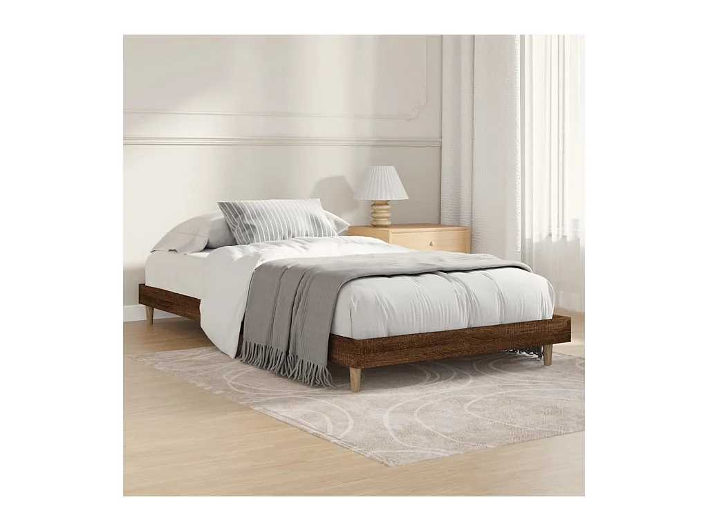 Cadre de lit chêne marron 90x200 cm bois d'ingénierie