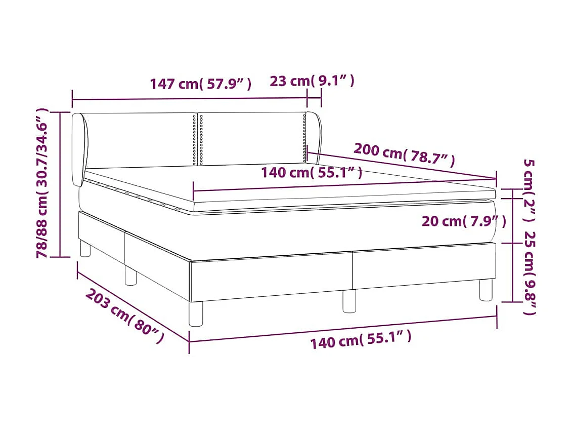 Lit à sommier tapissier avec matelas Taupe 140x200 cm Tissu