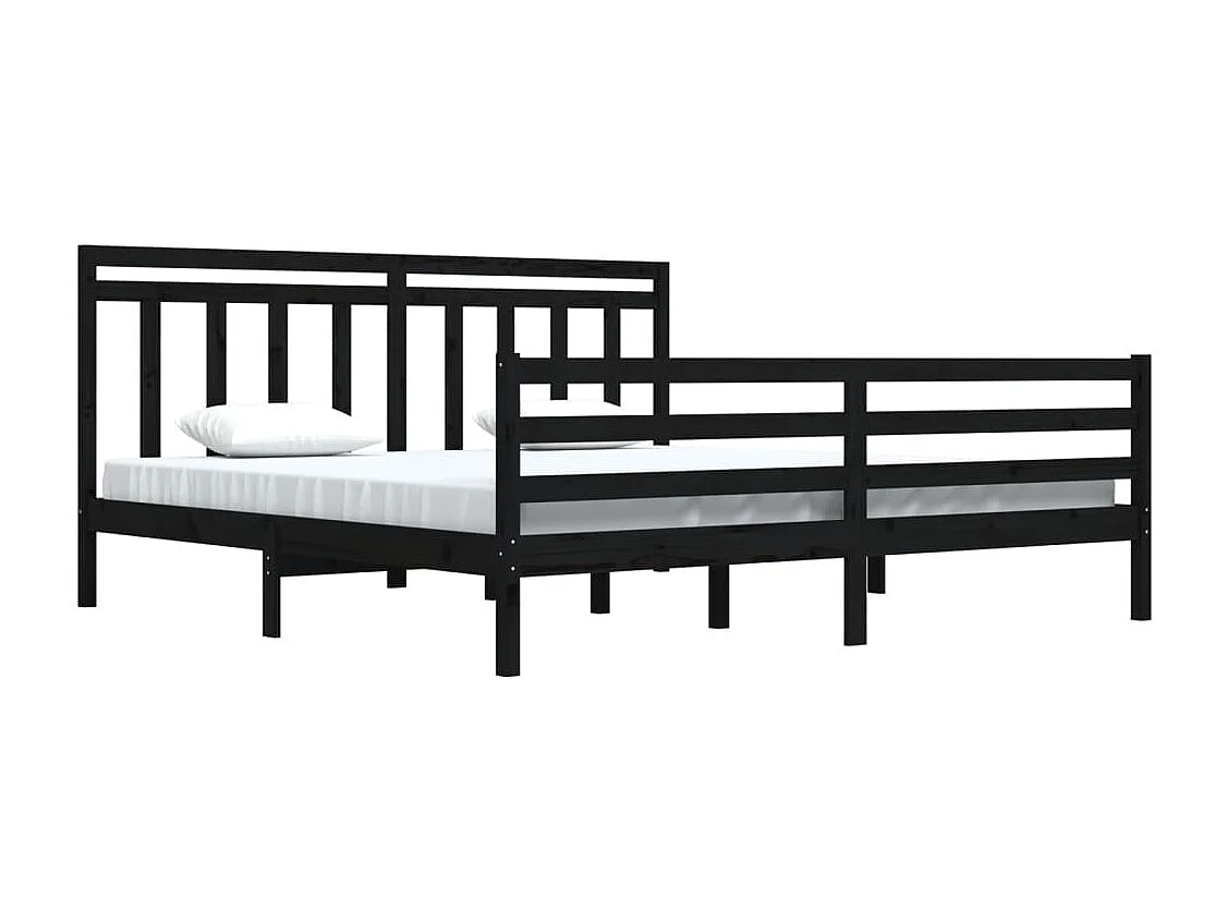 Cadre de lit Noir Bois de pin massif 200x200 cm