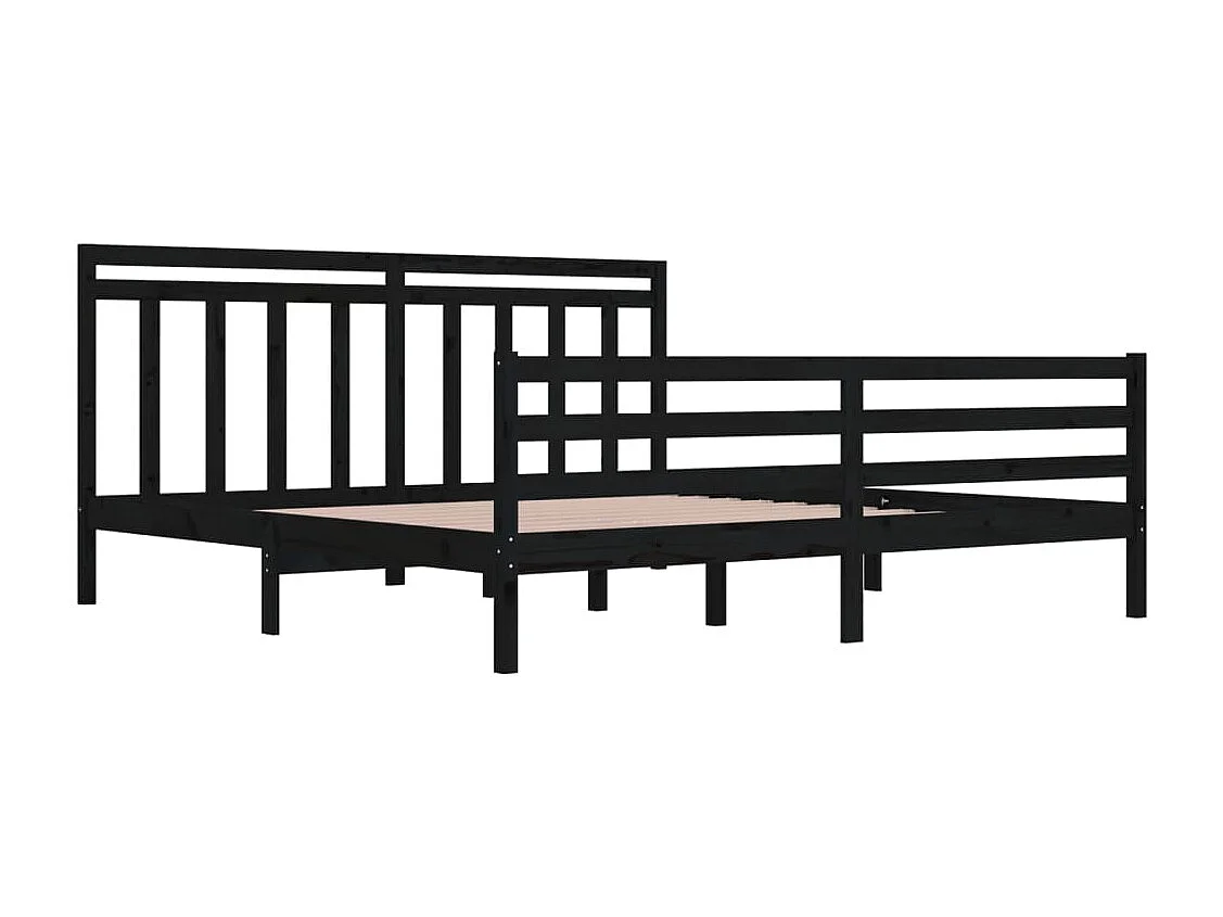 Cadre de lit Noir Bois de pin massif 200x200 cm