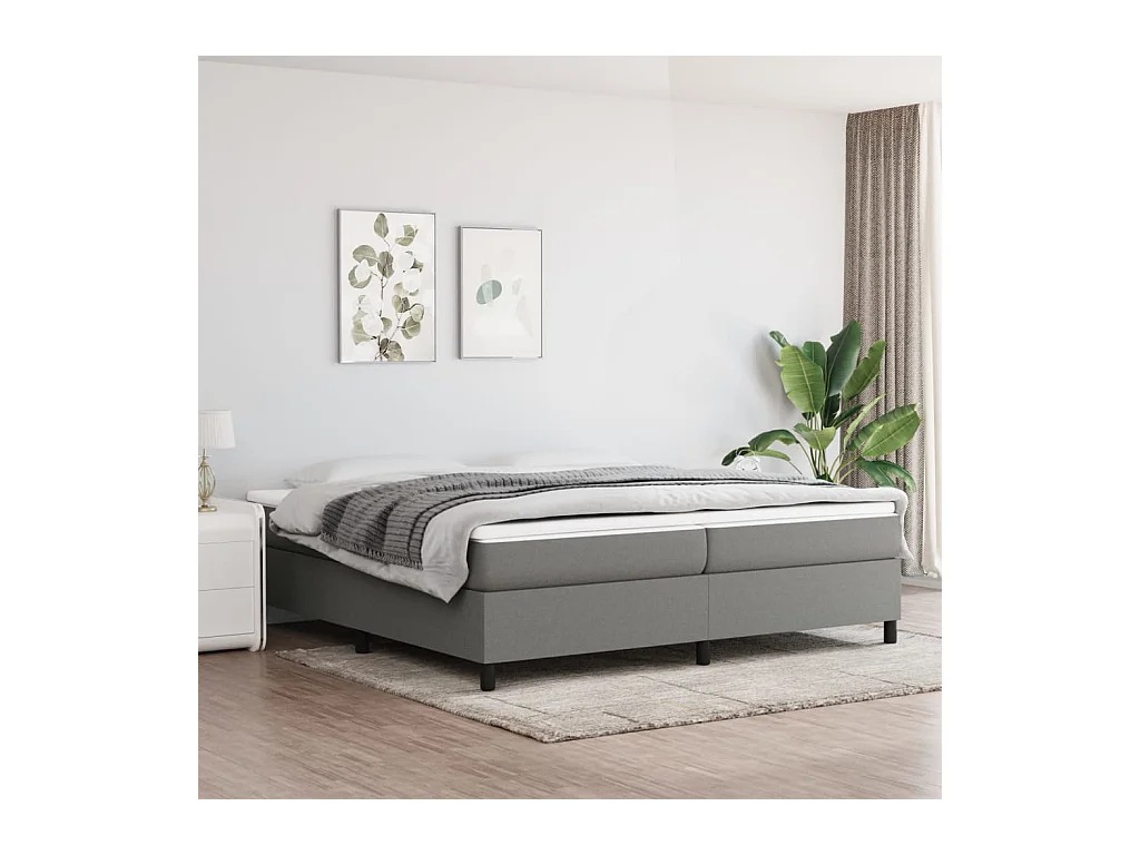 Cama com molas/colchão 200x200 cm tecido cinzento-escuro