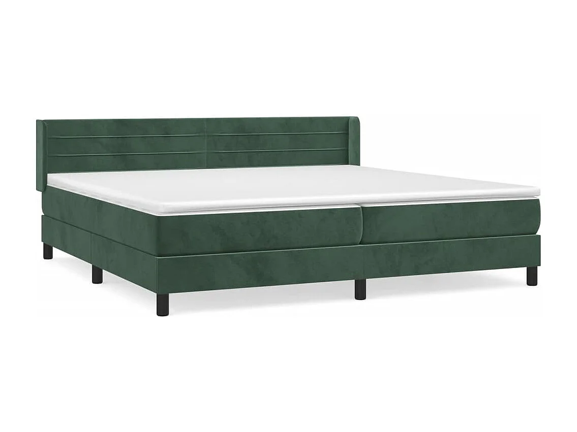 Lit à sommier tapissier et matelas Vert foncé 200x200cm Velours