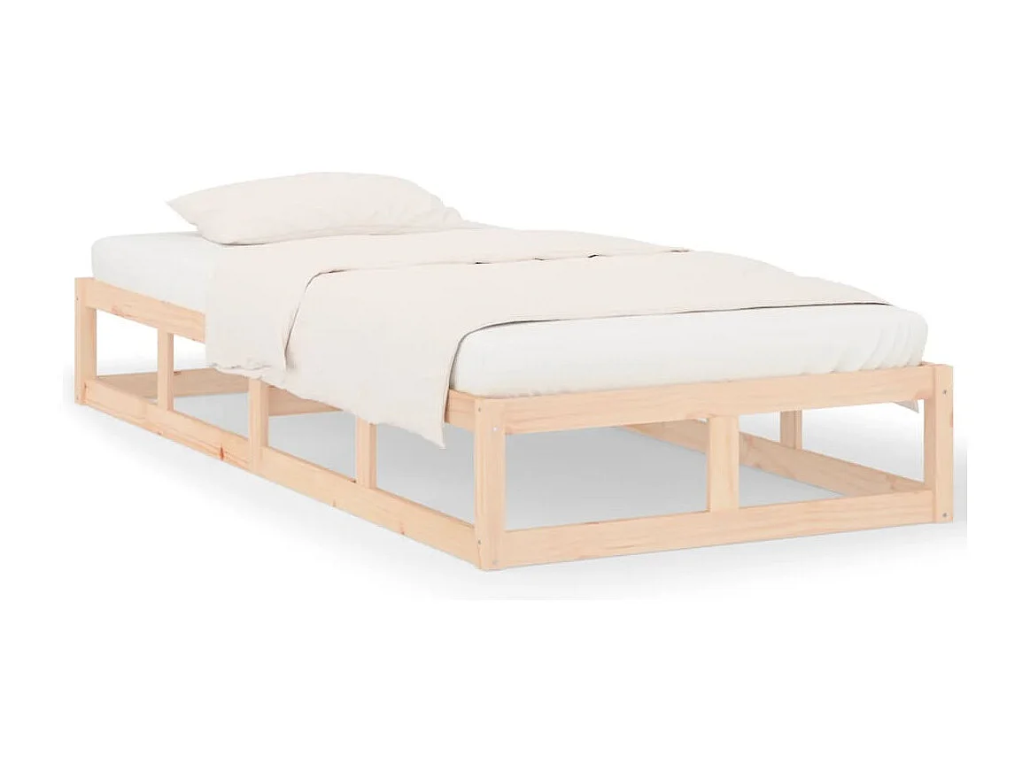 Estructura de cama madera maciza individual pequeña 75x190 cm