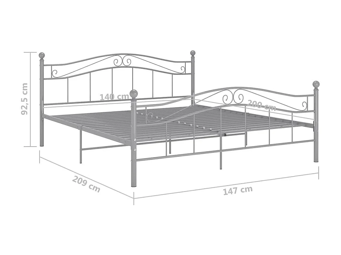 Estrutura de cama 140x200 cm metal cinzento
