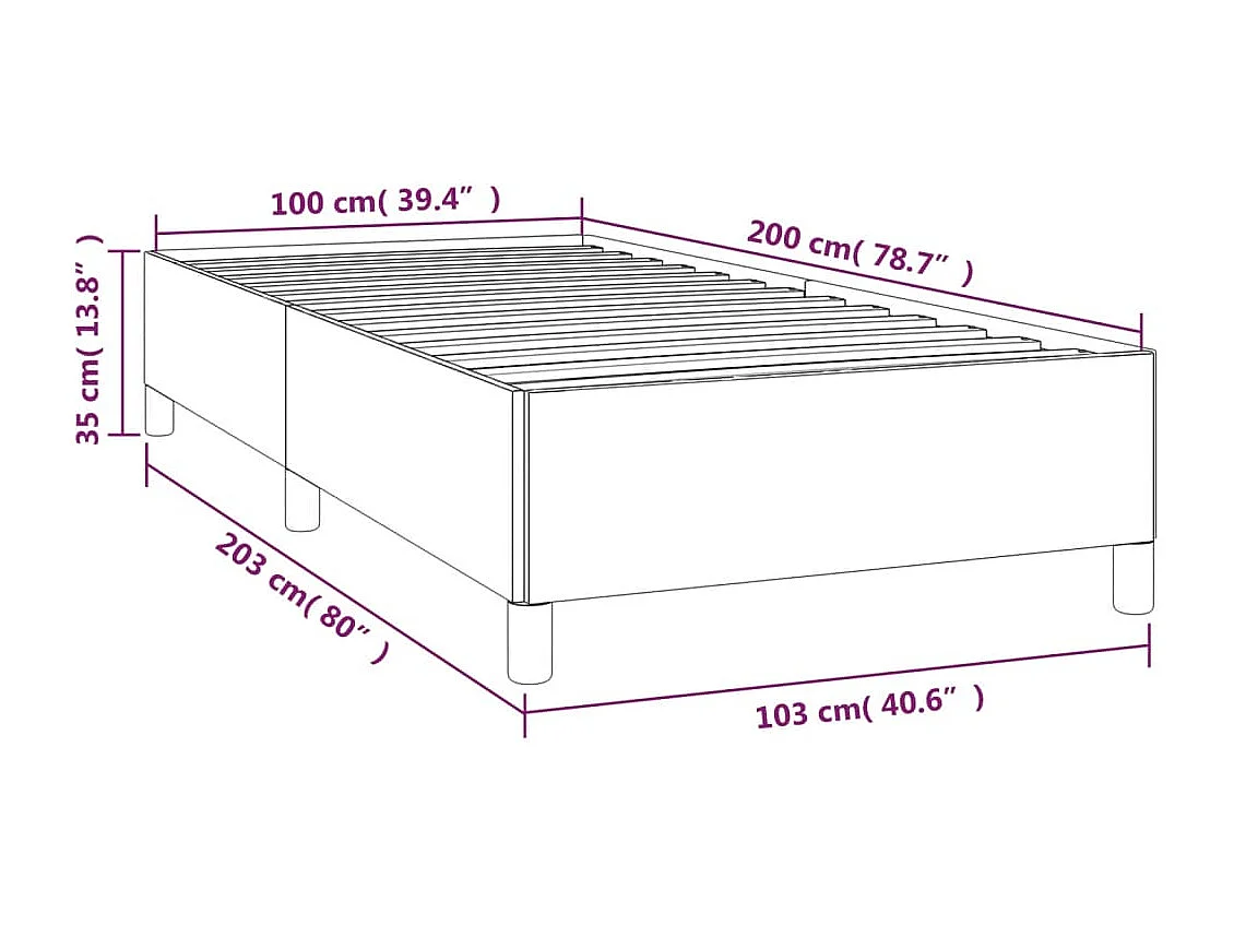 Estructura de cama de tela gris taupe 100x200 cm