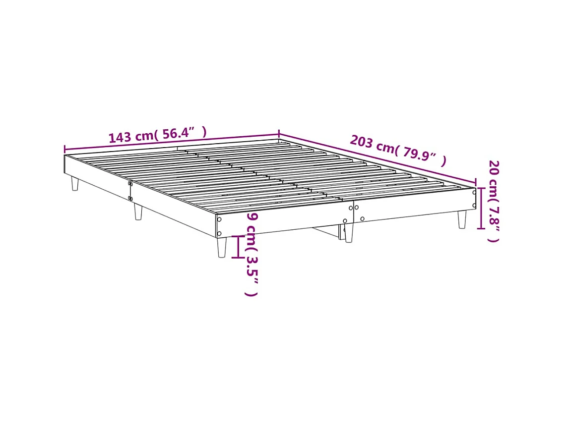 Cadre de lit chêne sonoma 140x200 cm bois d'ingénierie