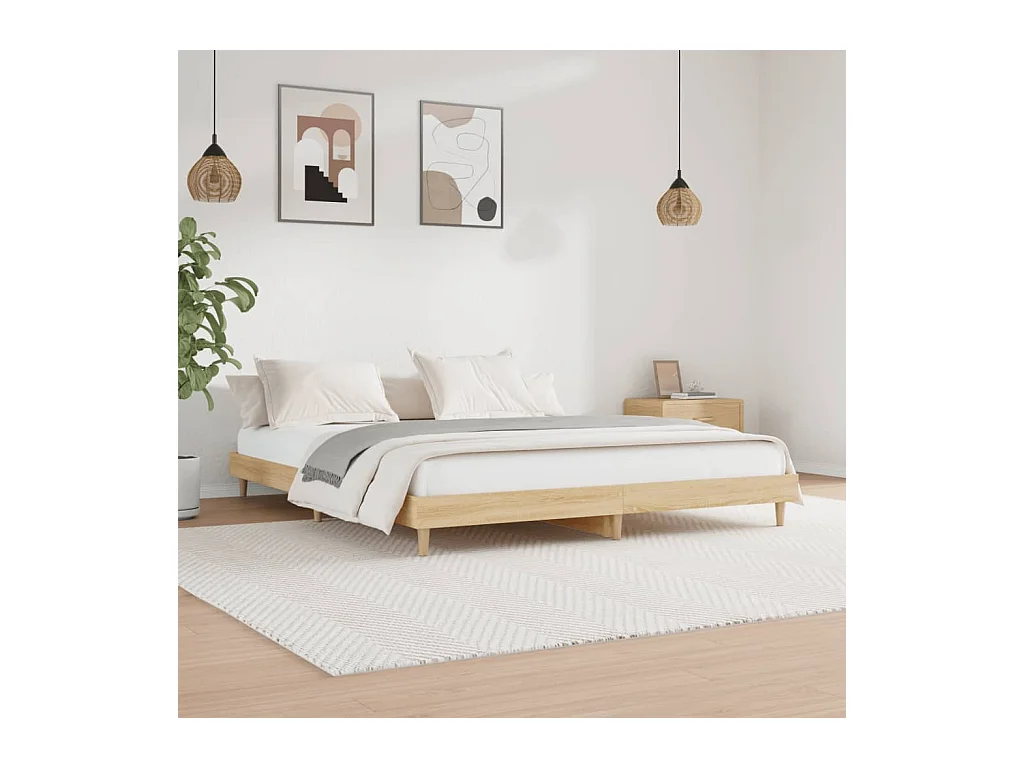 Estructura de cama madera contrachapada roble Sonoma 140x200 cm