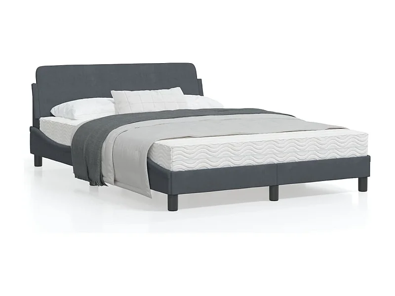 Estructura cama con cabecero terciopelo gris oscuro 140x190 cm