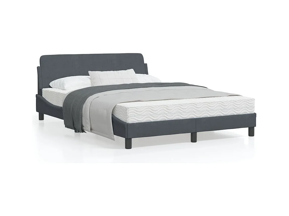 Estructura cama con cabecero terciopelo gris oscuro 140x190 cm