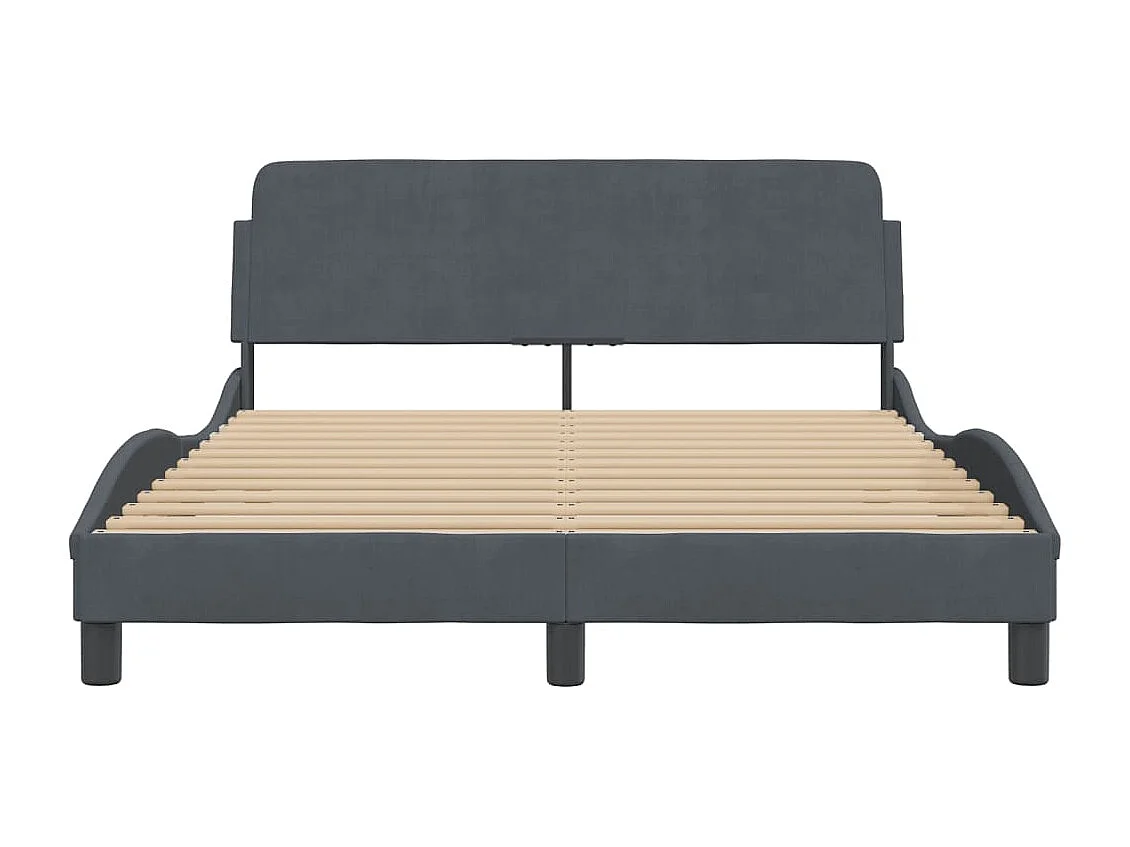 Estrutura de cama c/ cabeceira 140x190cm veludo cinzento-escuro