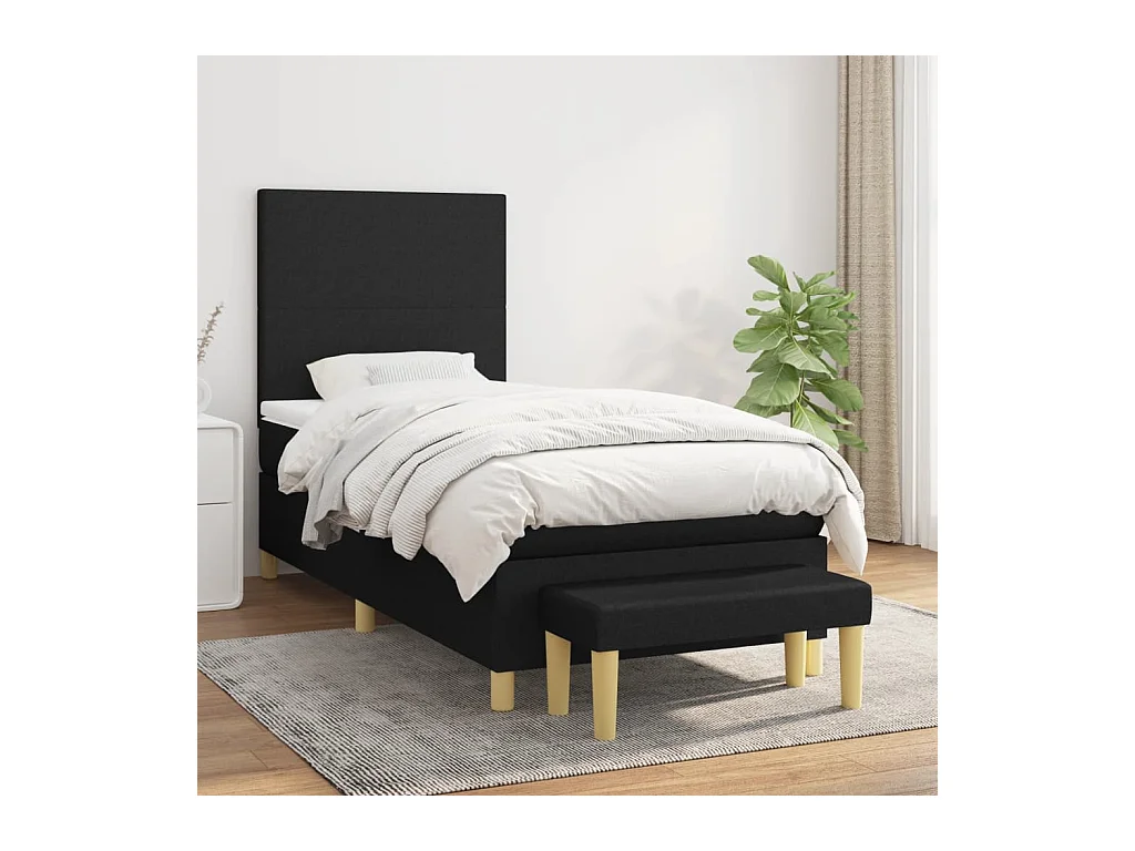 Boxspring met matras stof zwart 90x200 cm