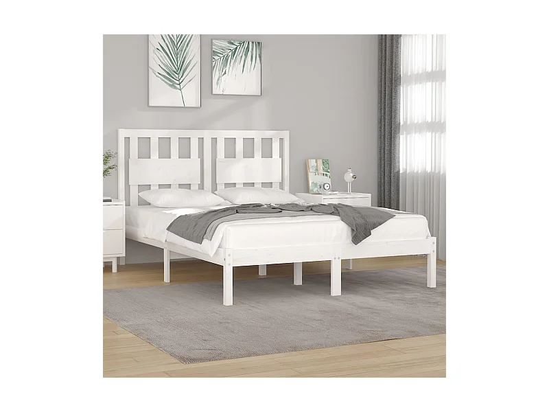 Estructura de cama de madera maciza de pino blanca 140x200 cm