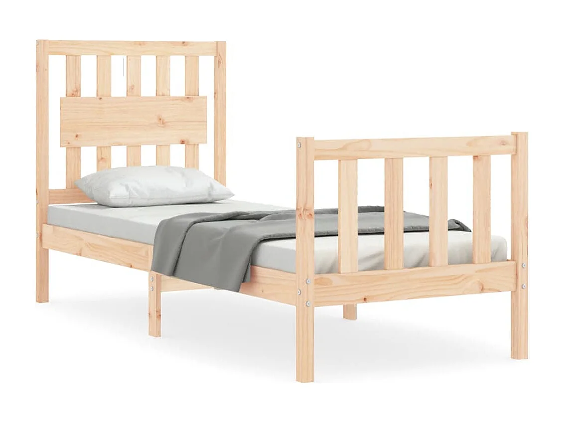 Estructura de cama individual con cabecero madera maciza