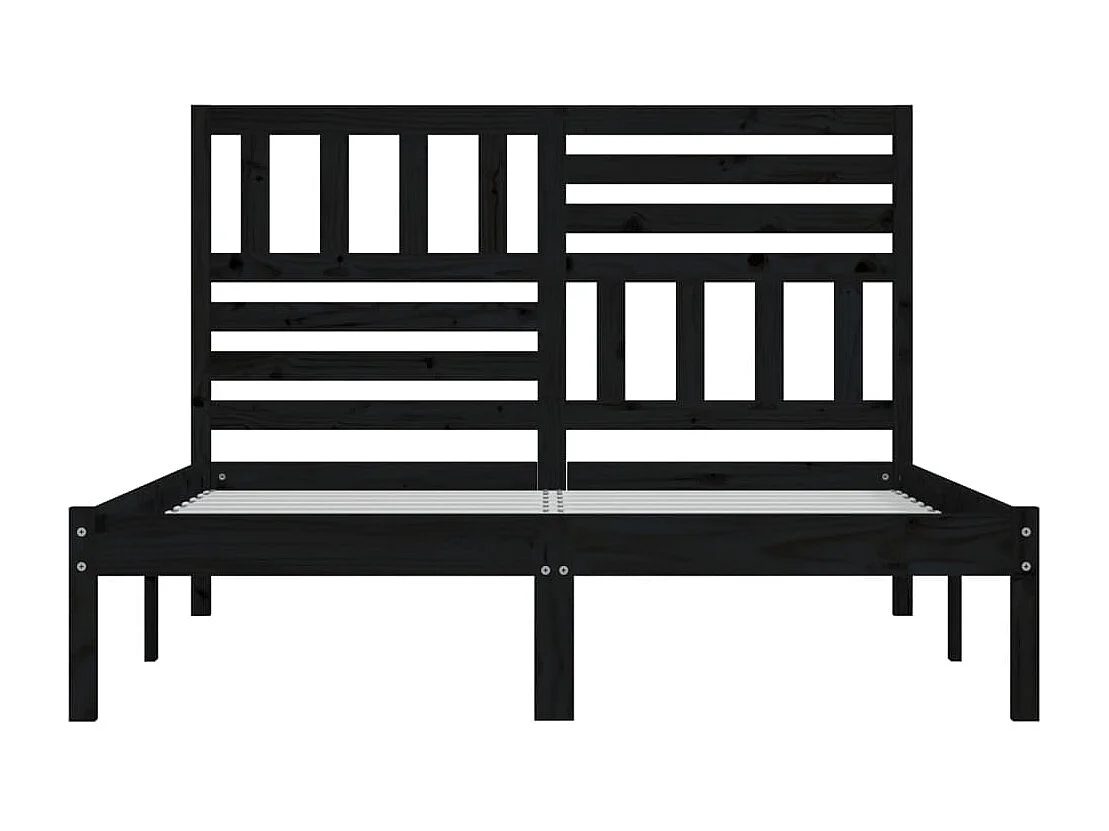 Cadre de lit Noir Bois de pin massif 140x190 cm