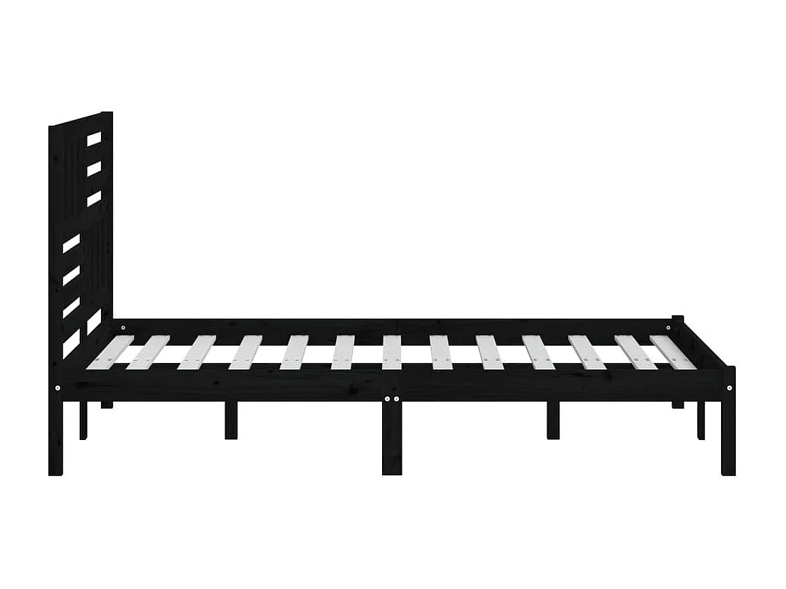 Estrutura de cama 140x190 cm madeira de pinho maciça preto