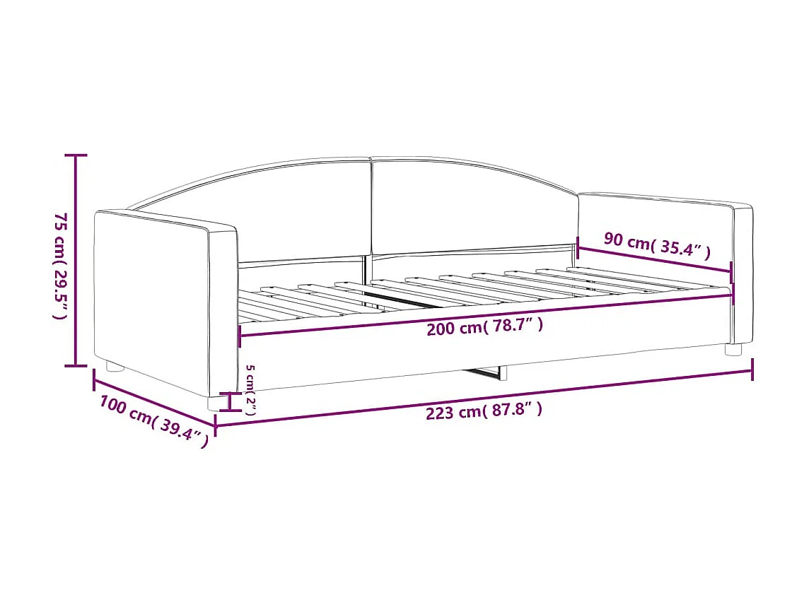 Lit de repos crème 90x200 cm tissu