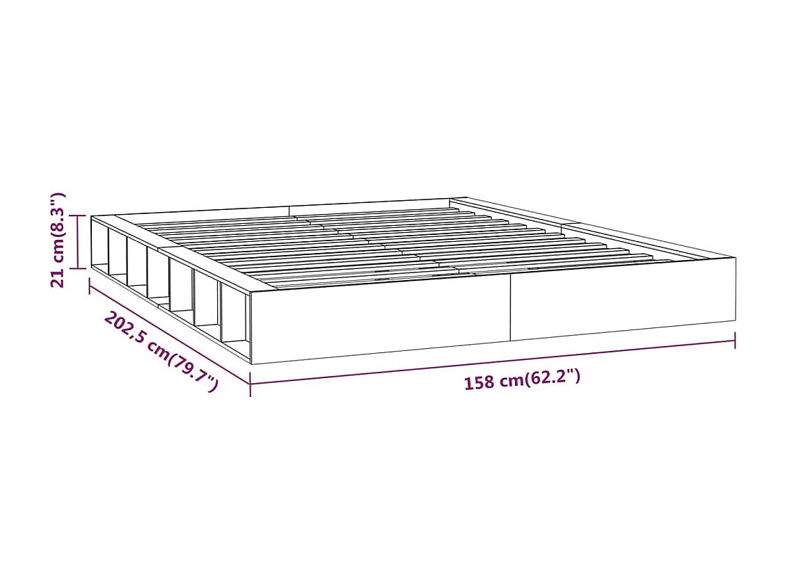 Estrutura de cama 140x200 madeira maciça branco