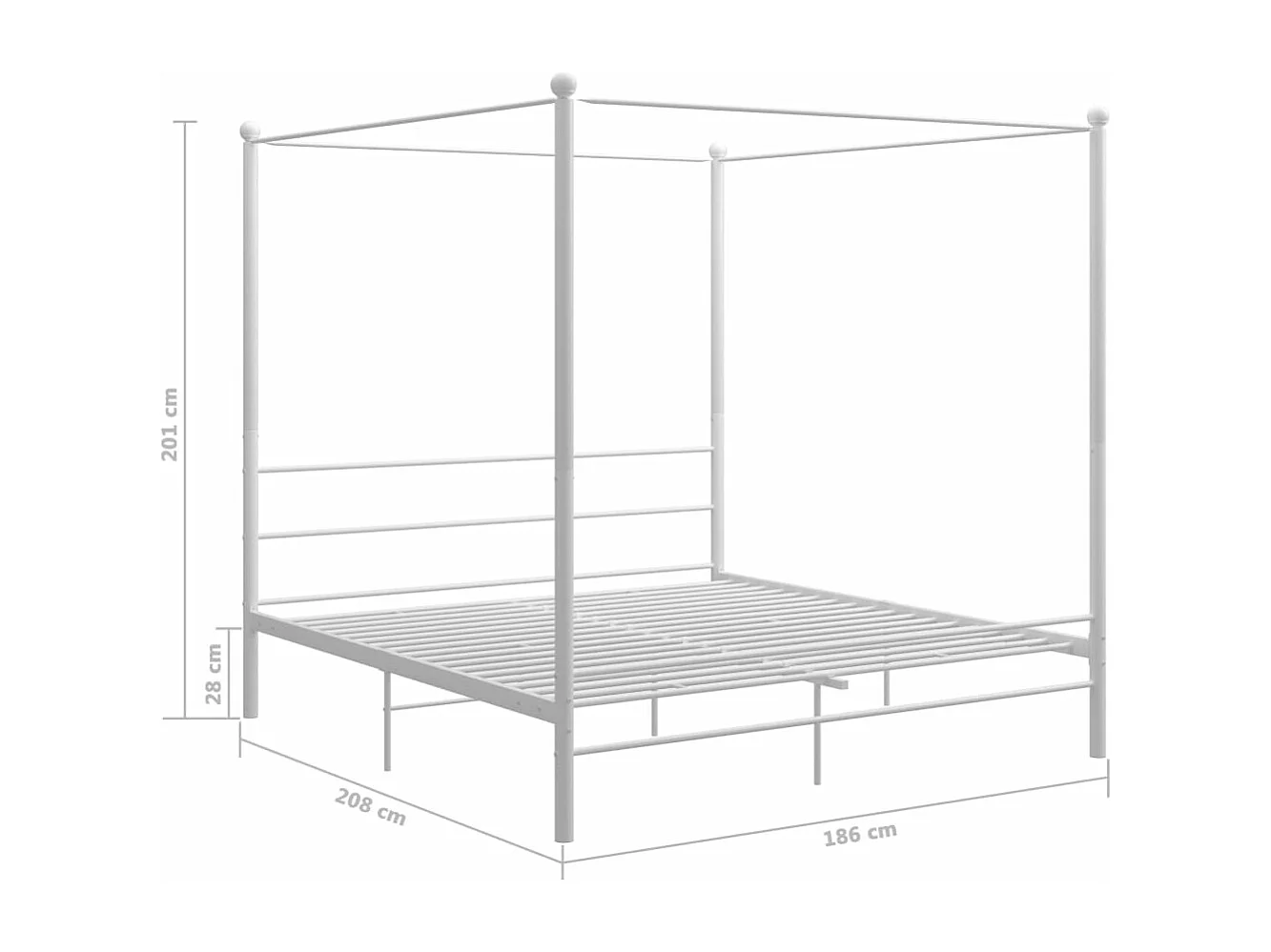 Hemelbedframe metaal wit 180x200 cm