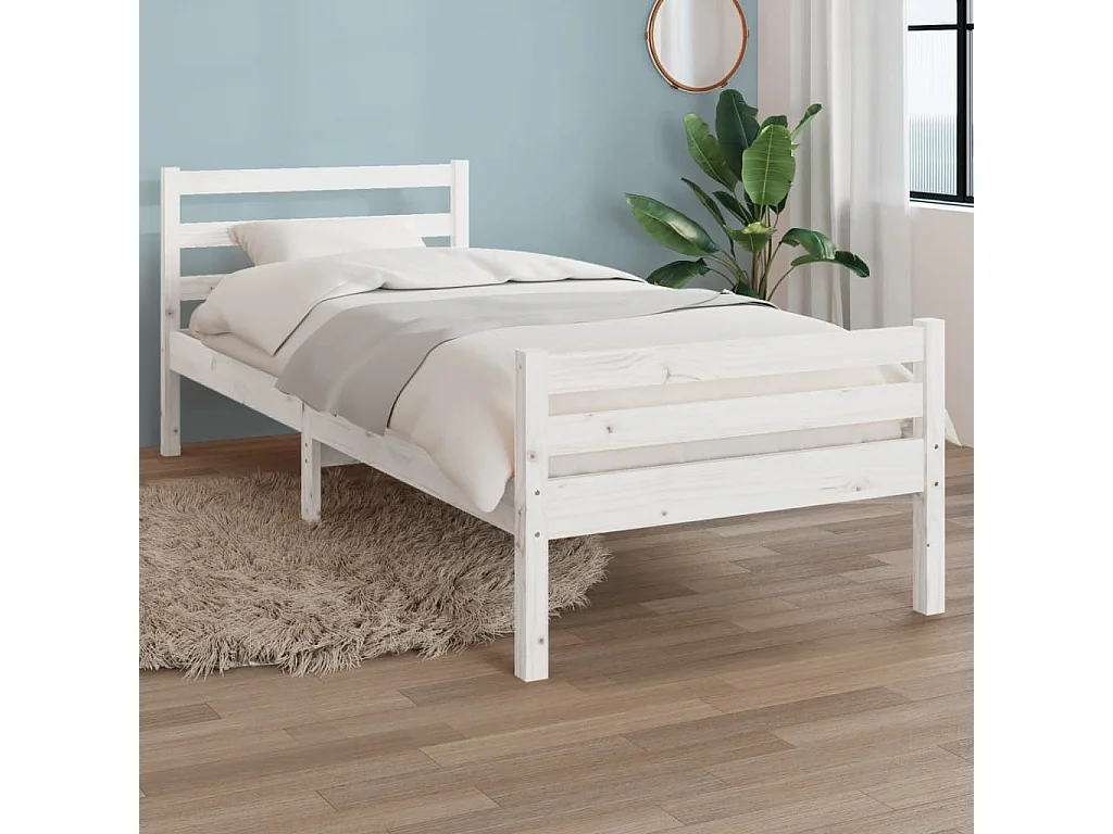 Estrutura de cama 90x200 cm madeira maciça branco