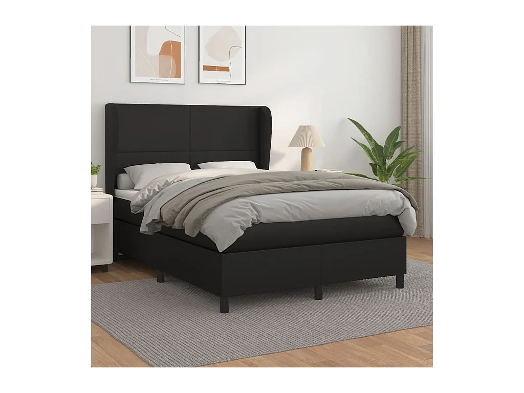 Boxspring met matras kunstleer zwart 140x200 cm