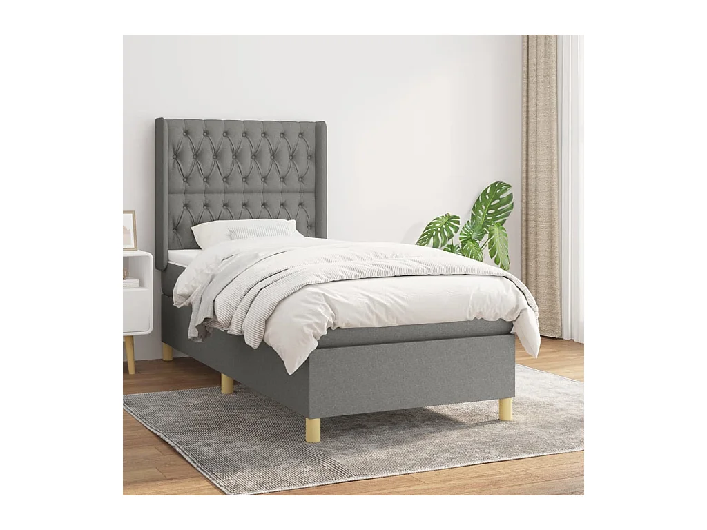 Boxspring met matras stof donkergrijs 100x200 cm