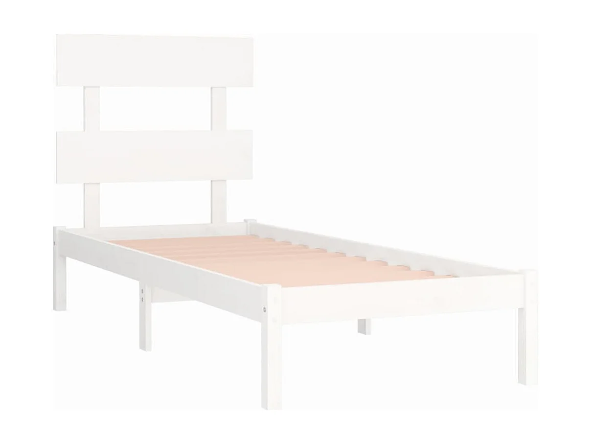 Estructura de cama individual madera maciza blanco 90x190 cm