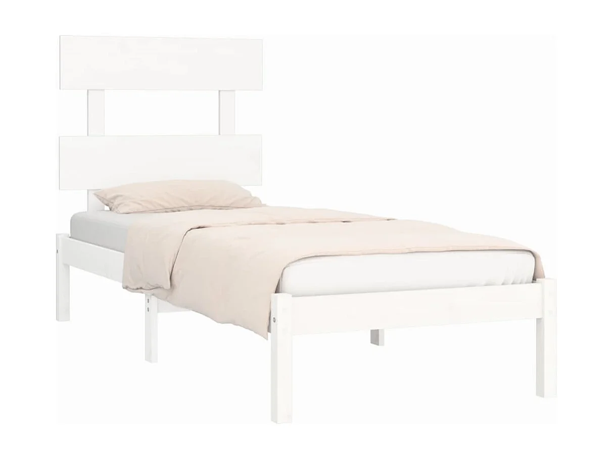 Estructura de cama individual madera maciza blanco 90x190 cm