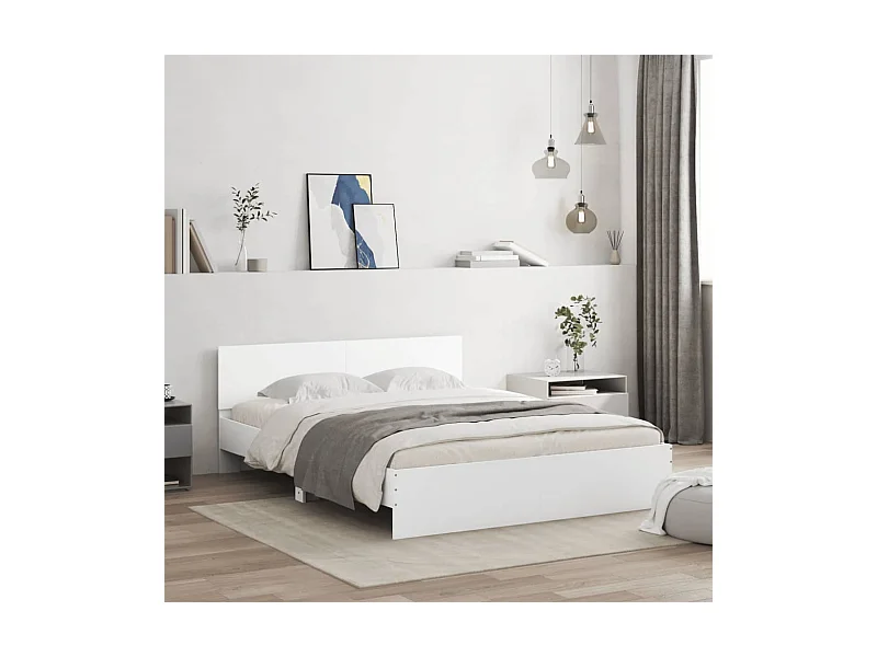 Estructura de cama con cabecero blanca 140x190 cm