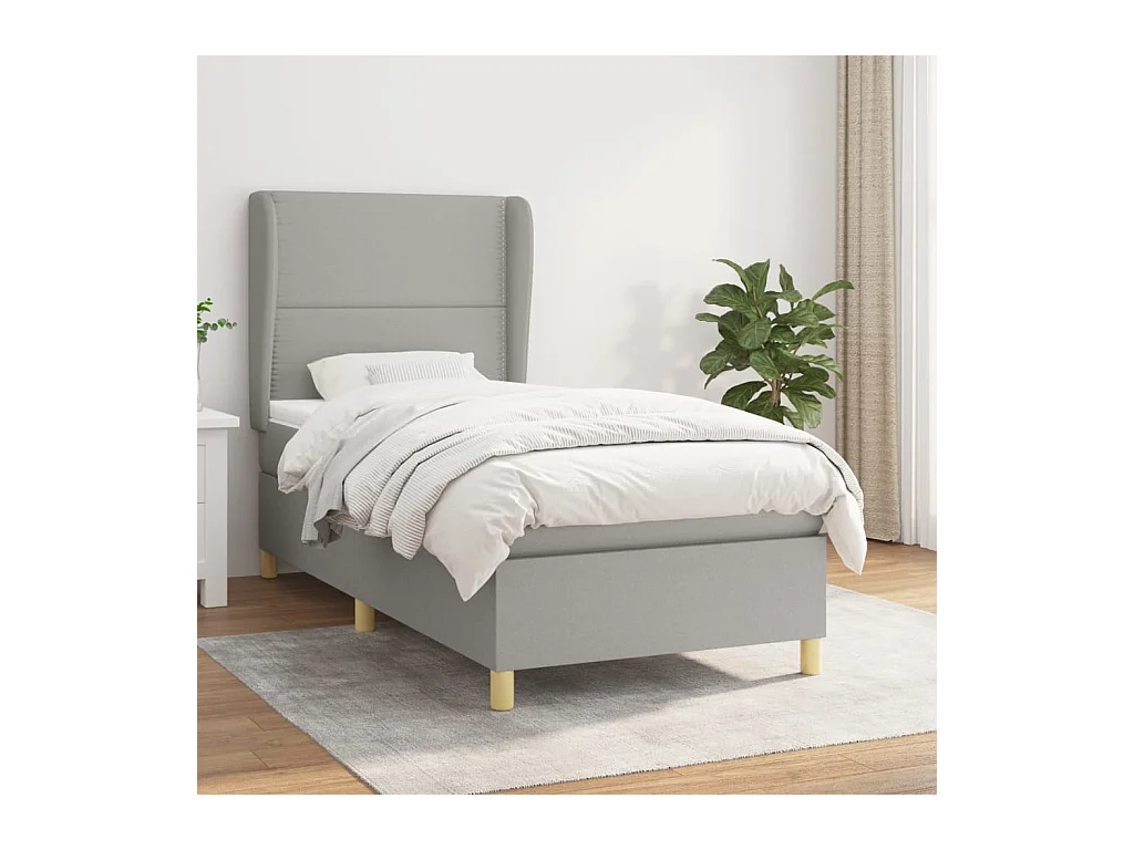 Boxspring met matras stof lichtgrijs 100x200 cm