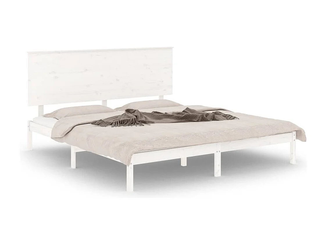 Cadre de lit Blanc Bois massif 150x200 cm Très grand