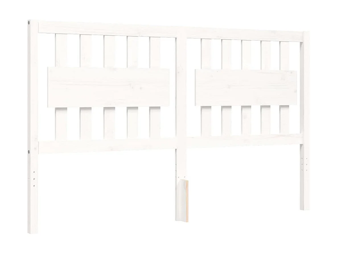Cadre de lit avec tête de lit blanc 160x200 cm bois massif
