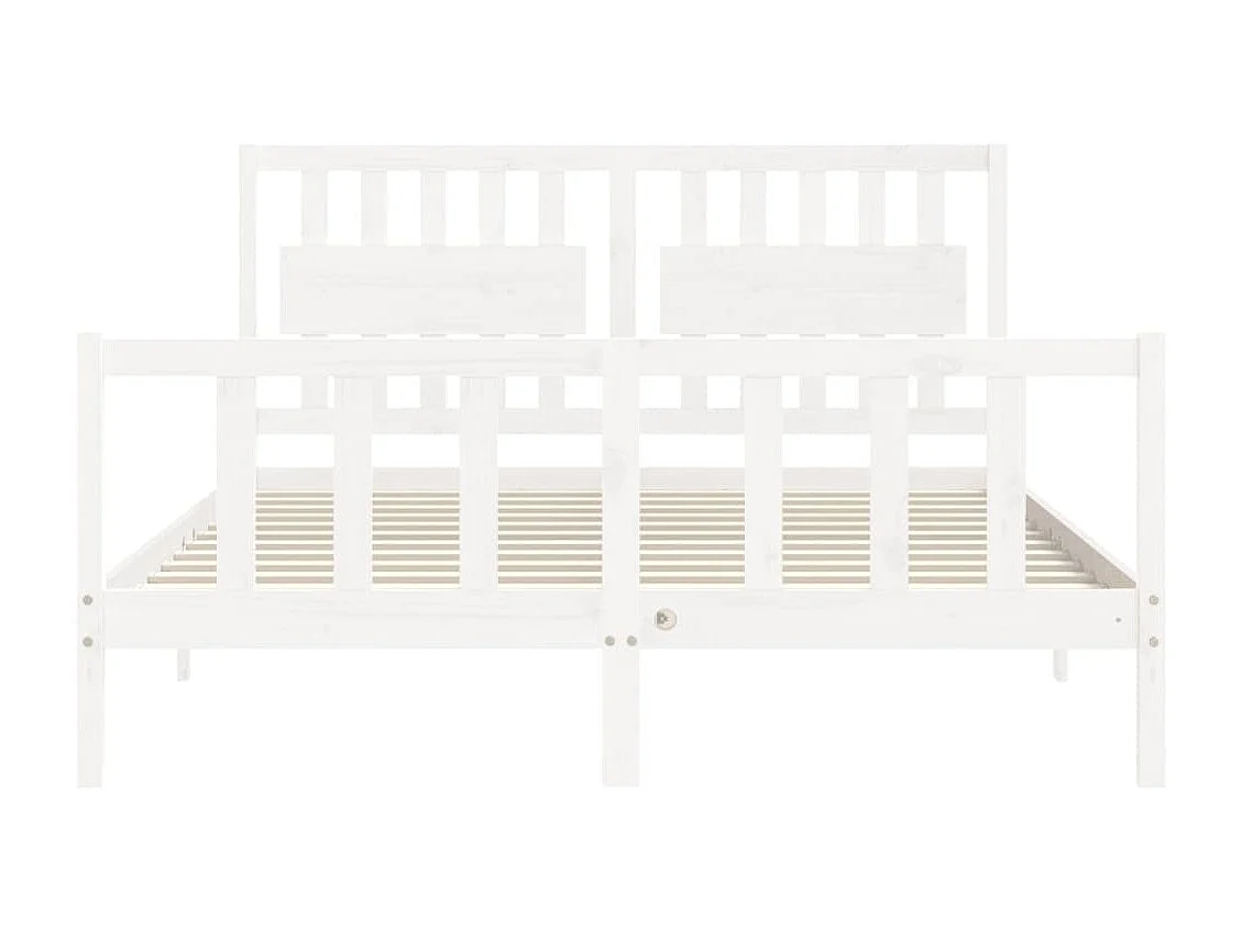 Estructura de cama con cabecero madera maciza blanco 160x200 cm