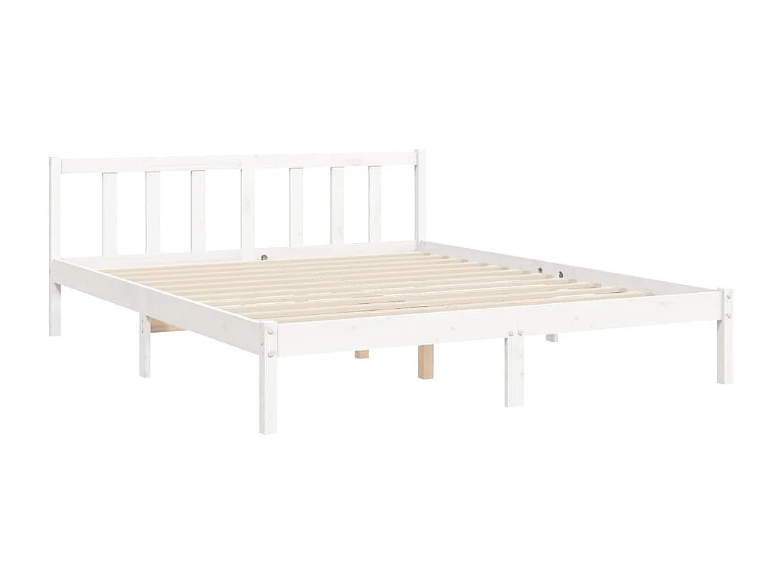 Estructura de cama con cabecero madera maciza blanco 160x200 cm