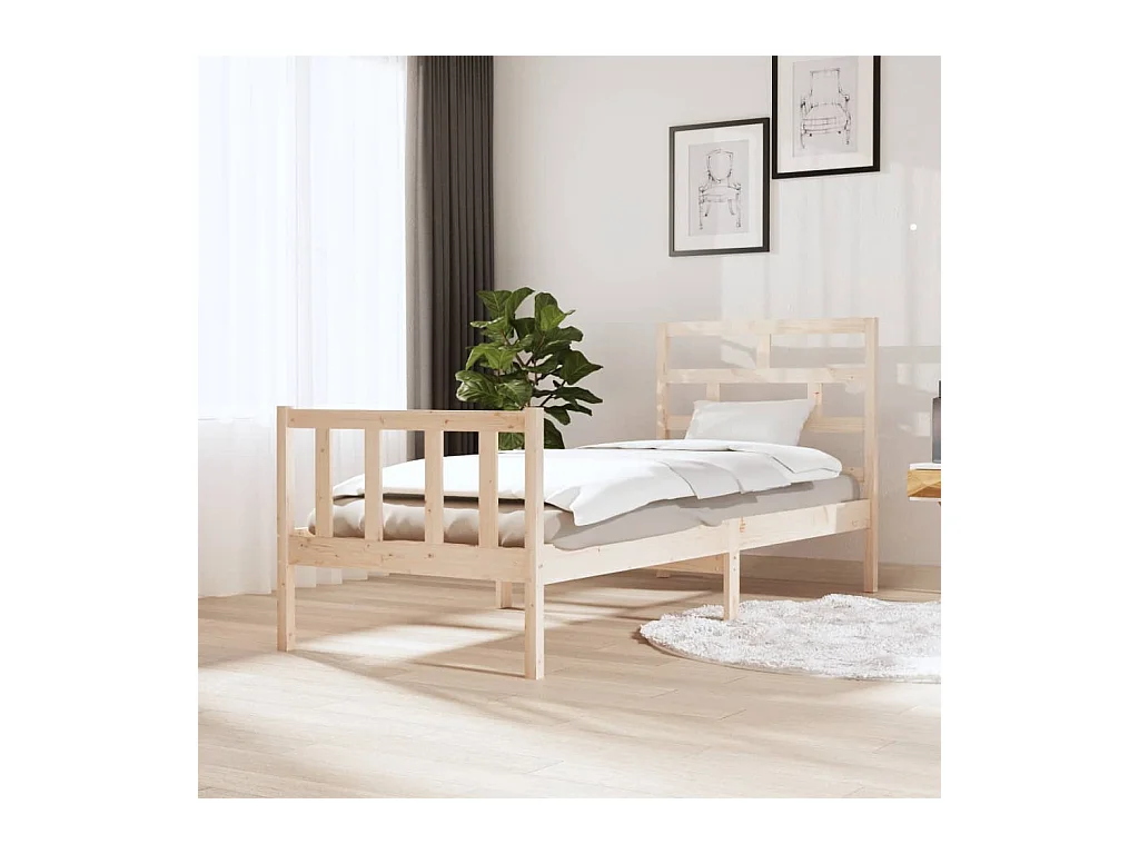 Estrutura de cama pequena solteiro 75x190 cm pinho maciço