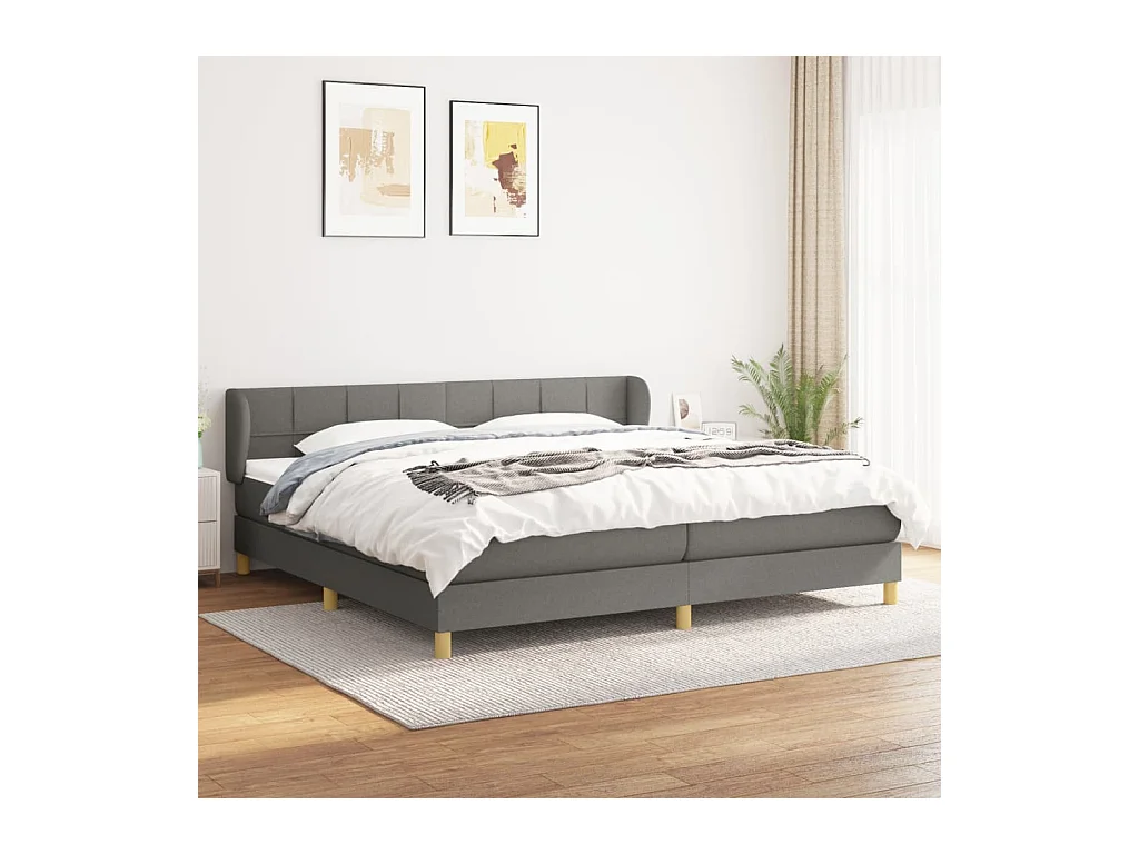 Cama com molas/colchão 200x200 cm tecido cinzento-escuro