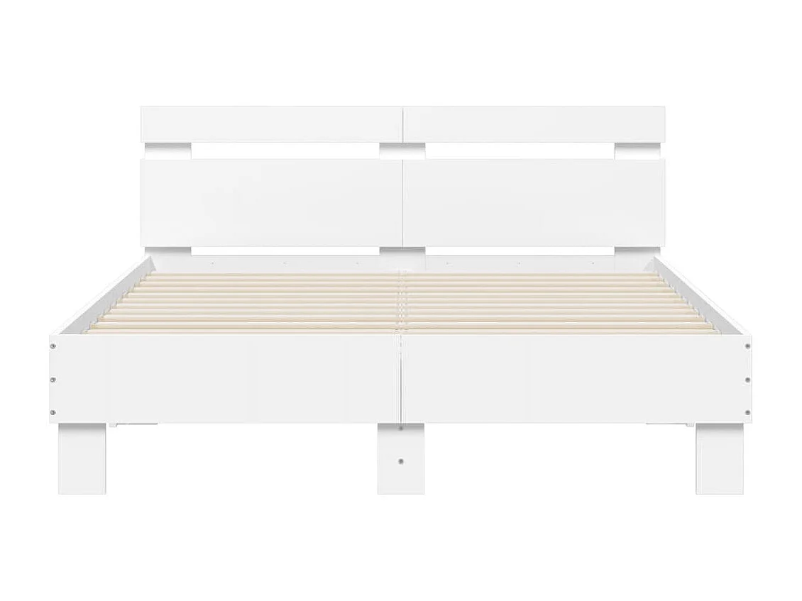 Estrutura de cama com cabeceira e luzes LED 120x200 cm branco