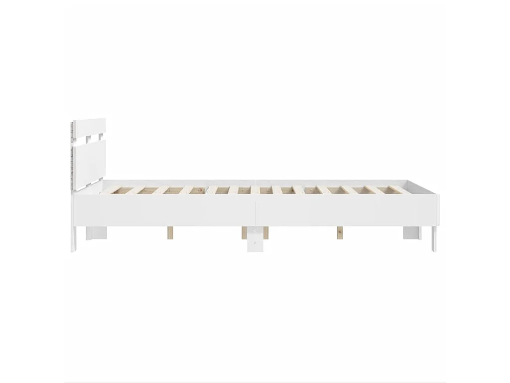 Estrutura de cama com cabeceira e luzes LED 120x200 cm branco