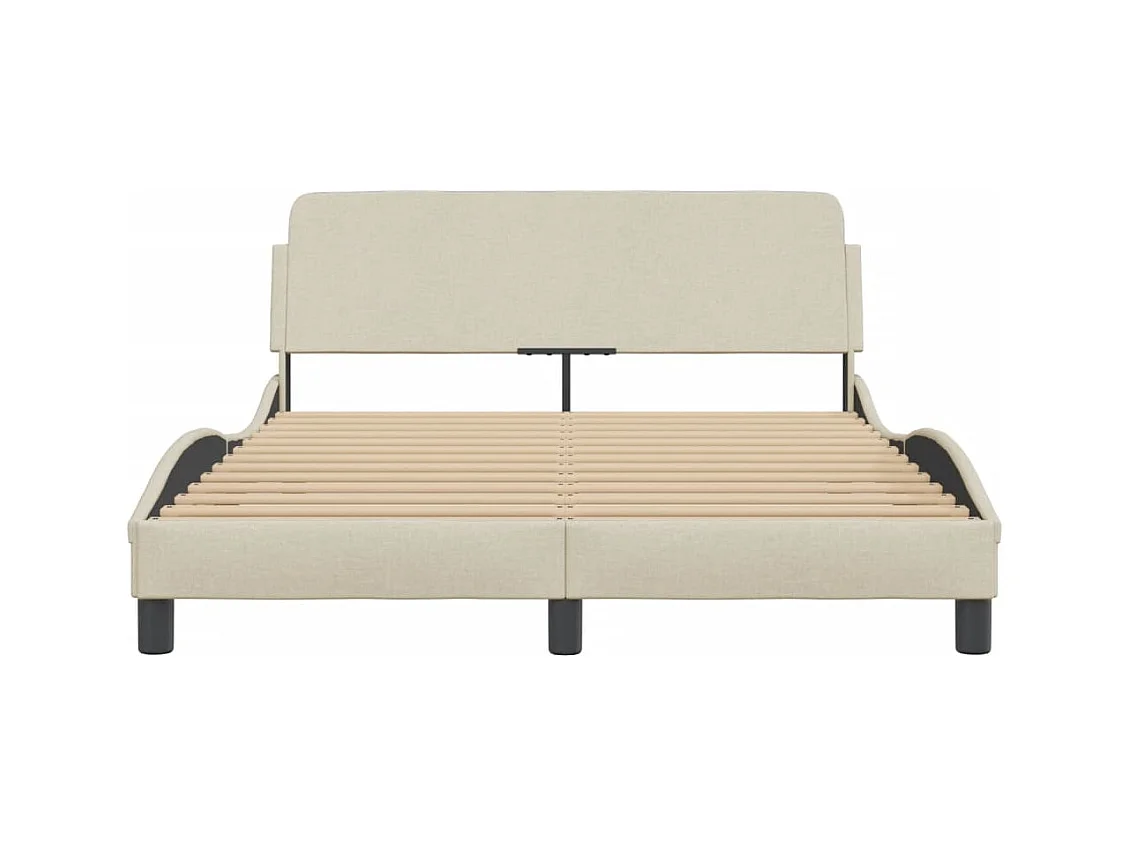 Estructura de cama con cabecero de tela color crema 120x200 cm