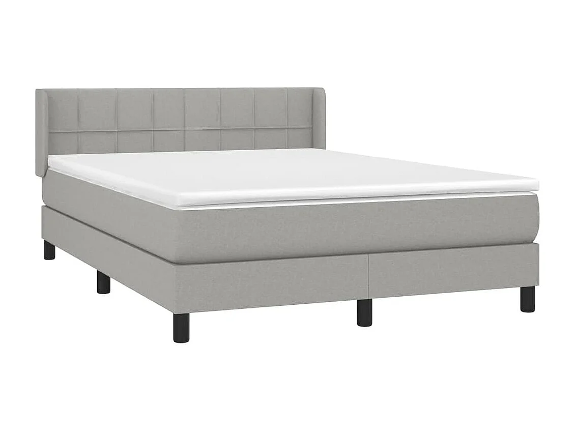 Cama box spring con colchón tela gris claro 140x190 cm