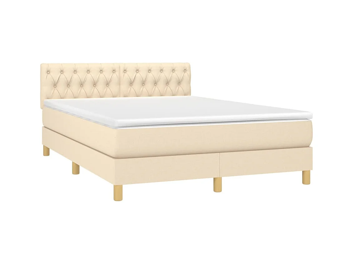 Lit à sommier tapissier avec matelas Crème 140x200 cm Tissu