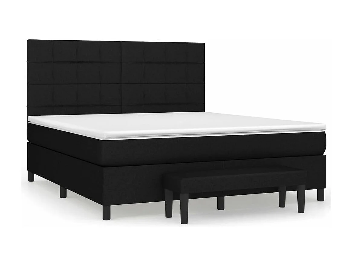 Cama box spring con colchón tela negro 160x200 cm
