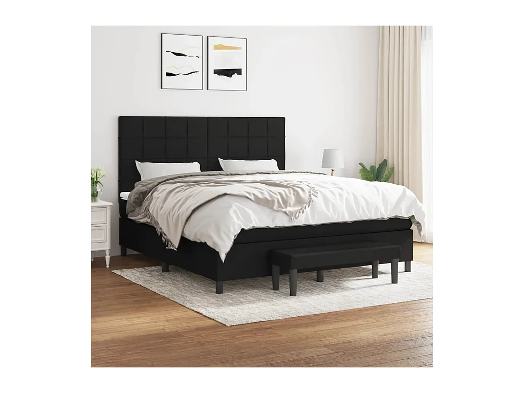 Boxspring met matras stof zwart 160x200 cm