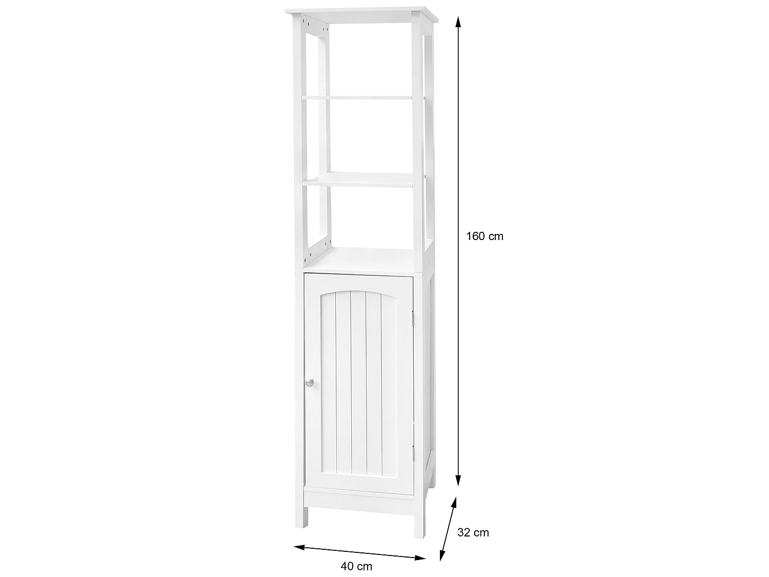 Armario de baño MDF blanco estante alto 40x160x32 cm ML-DESIGN