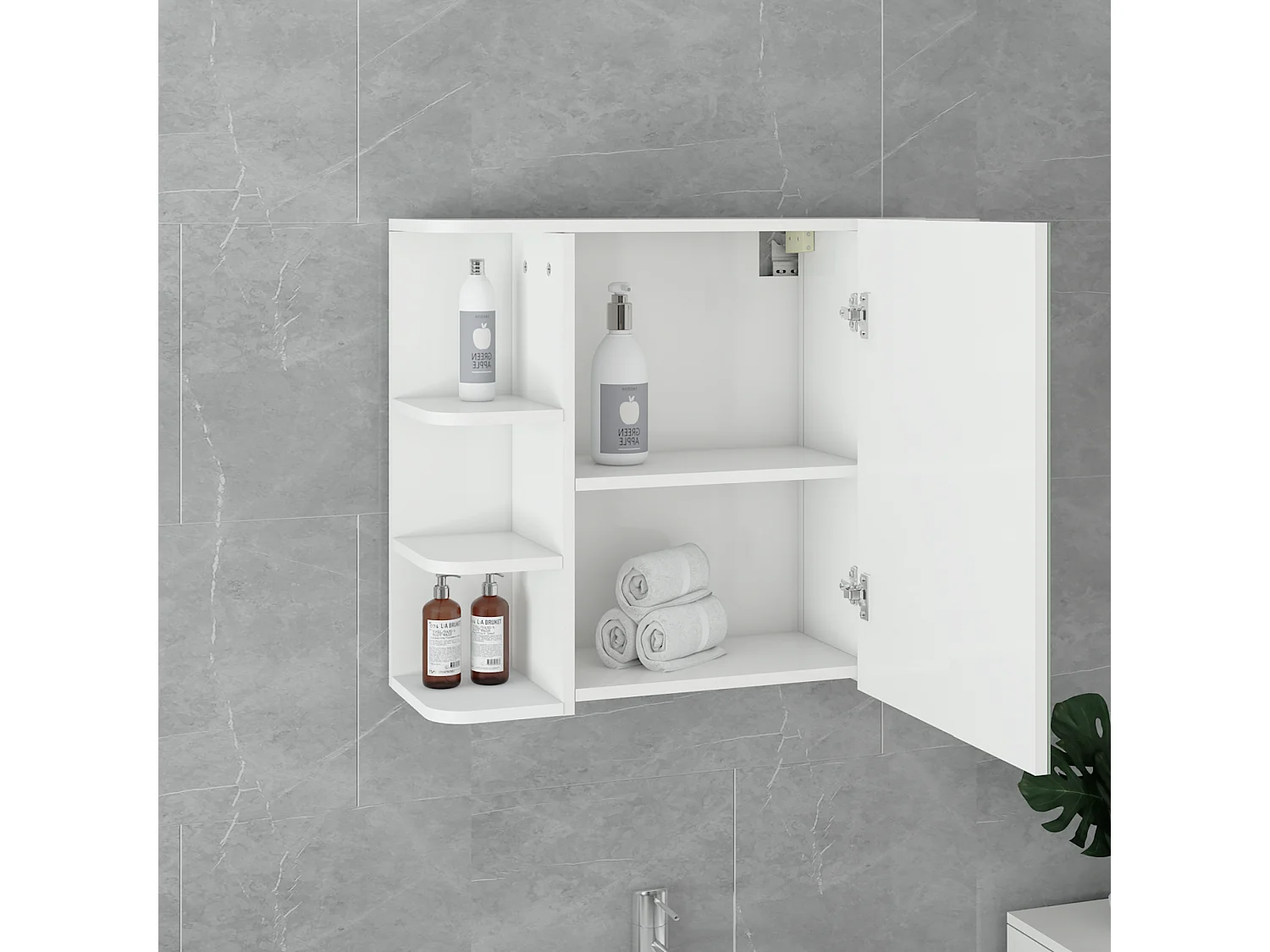 Armoire à miroir cabinet toilette murale blanc 80x64x21 cm ML-DESIGN